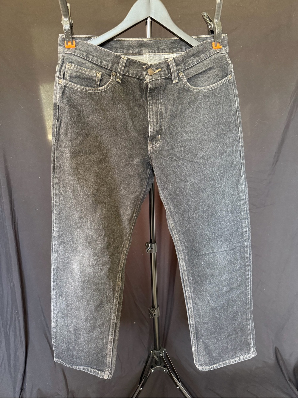 Relaxed Fit Men's Washed Black Jeans
